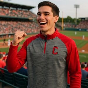 NWT Baseball Genuine Merchandise M Heather Grey / Crimson